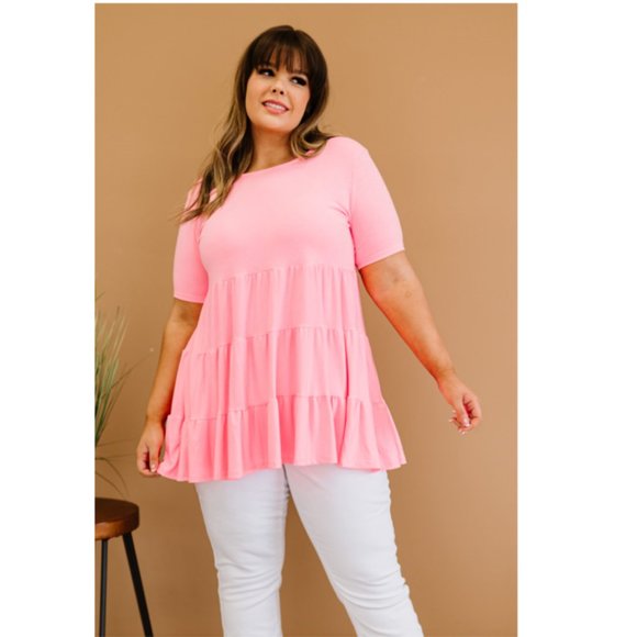 A Classy Chic Boutique Tops - Zenana Tiered and True Full Size Run Tiered Babydoll Tunic